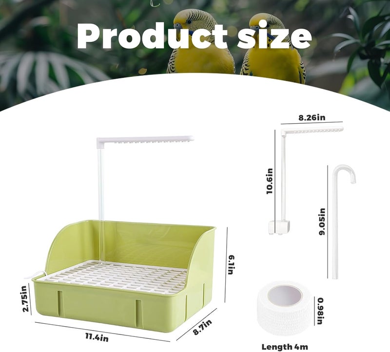 DINTSTYLE Parrot Bathtub, Large Bird Shower Fountain, Automatic Bird Bath, Parrot Bath Shower, Automatic Parrot Bathtub with Circulating Faucet, Indoor Fountain Bathtub with USB Pump, Green - Image 2